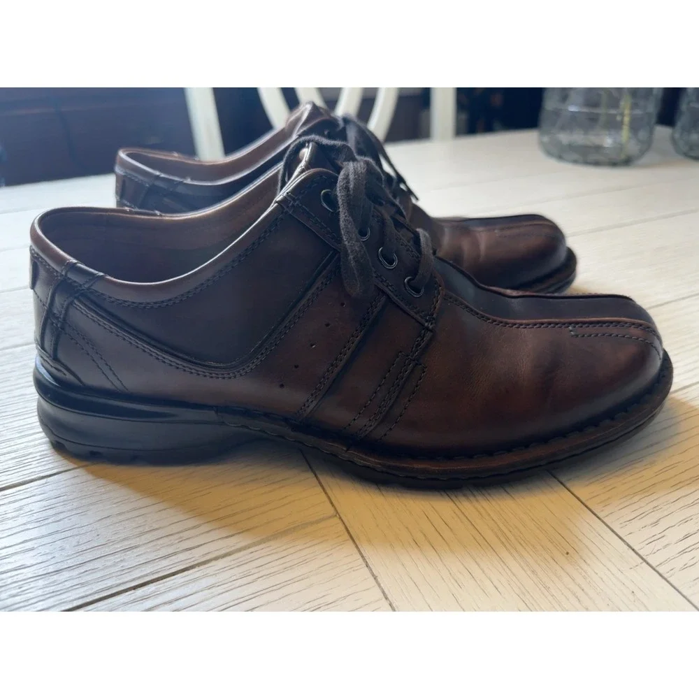 CLARKS Touareg 70852 Mens Brown Chestnut‎ Leather Casual Oxford Shoes Size 12 M